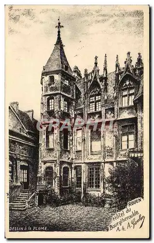 Rouen - Dessin a la Plume - Hotel Bourgtheroulde - Cartes postales