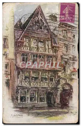 Rouen - La Vieille Maison - Dessin a la Plume - Ansichtskarte AK