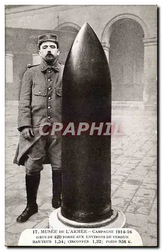 Ansichtskarte AK Militaria Musee de l armee Paris Campagne 1914 1916 Obus de 420 tombe aux environs de VErdun