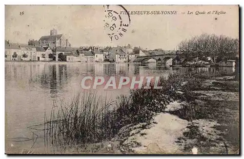 Villeneuve sur Yonne - Les Quais et l Eglise - Ansichtskarte AK