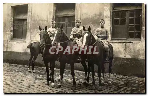 CARTE PHOTO Militaria Soldats Chevaux Cavaliers