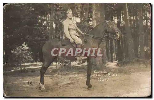 CARTE PHOTO Militaria Cavalier Camp de Bitche 1921