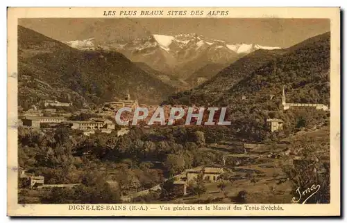 Digne les Bains - Vue Generale et le Massif - Cartes postales