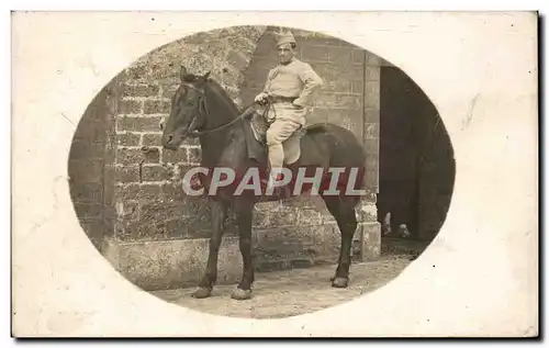 CARTE PHOTO Militaria Soldat a cheval