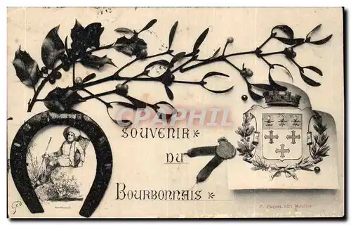 Bourbonnais - Souvenir - houx - holly - cheval de fer - horseshoe - Ansichtskarte AK