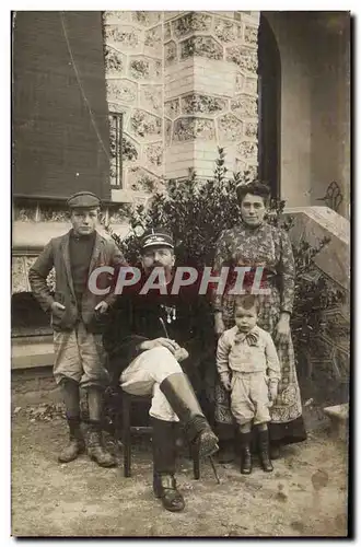 CARTE PHOTO Militaria Soldat Officier en famille