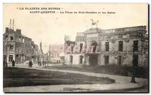 Saint Quentin - La Place du Huit Octobre et les Bains - Cartes postales