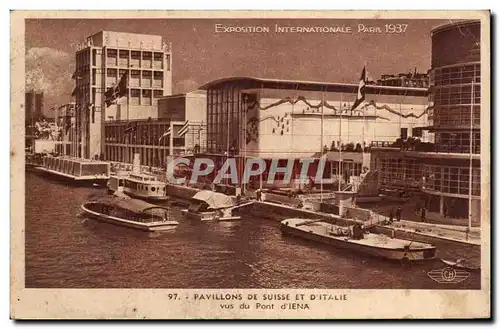 Paris - Exposition Universelle de 1937 - Pavillons de Suisse et d Italie - Ansichtskarte AK