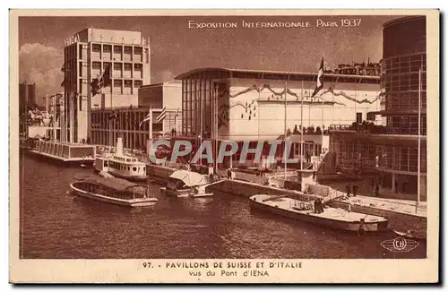 Paris - Exposition Universelle de 1937 - Pavillons de Suisse et d Italie - Ansichtskarte AK