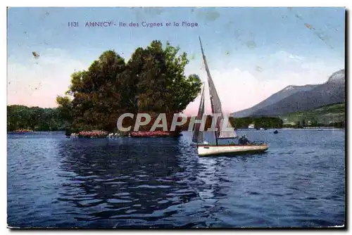 Cartes postales Annecy Ile des cygnes et la plage