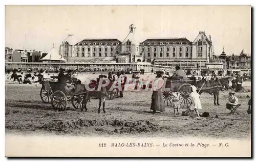 Malo les Bains - La Plage et le Casino - cheval - horse Ane Donkey - Cartes postales