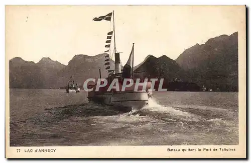 Ansichtskarte AK Annecy Bateau quittant le port de Talloires