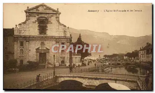 Ansichtskarte AK Annecy L eglise St Francois et les canaux