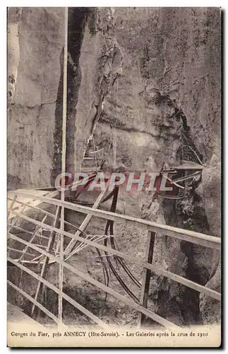 Cartes postales Gorges du Fier pres Annecy Les galeries apres la crue de 1910