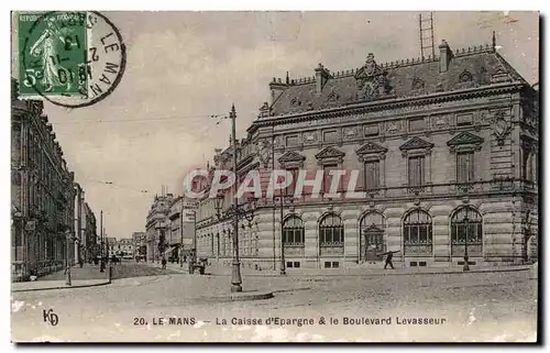 Cartes postales Le Mans La Caisse d Epargne et le boulevard Levasseur