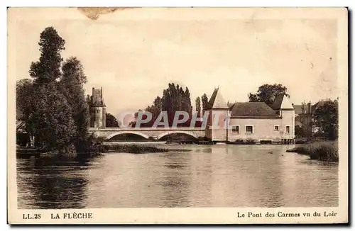 Cartes postales la fleche Le pont des Carmes vu du Loir