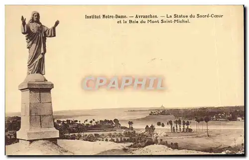 Avranches - La Statue du Sacre Coeur et la Baie du Mont Saint Michel - Cartes postales