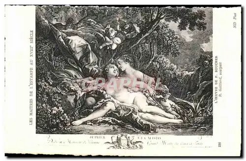 Ansichtskarte AK Fantaisie Estampes francaises du 18eme Boucher Gaillard Jupiter et Calisto Nu erotique