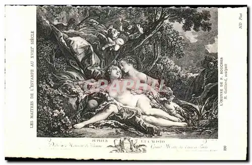 Cartes postales Fantaisie Estampes francaises du 18eme Boucher Gaillard Jupiter et Calisto Nu erotique