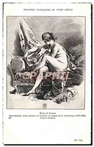 Ansichtskarte AK Fantaisie Estamp francaise du 18eme Etude de femme Demarteau 1722 1788 Boucher Nu erotique