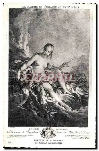 Cartes postales Fantaisie Les maitres de l estampe au 18eme Boucher Fessard L amour desarme Ange Angel