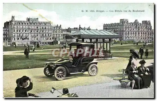 Cartes postales Dieppe Les hotels vus du boulevard Automobile