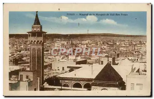 Ansichtskarte AK Tunisie Tunis Minaret de la mosquee de Sidi Ben Trous