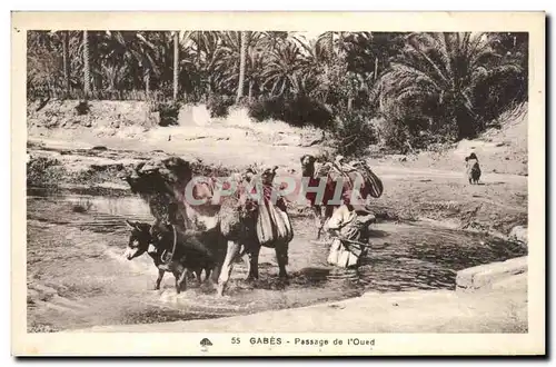 Ansichtskarte AK Tunisie Gabes Passage de l oued Chameau Ane Donkey Camel