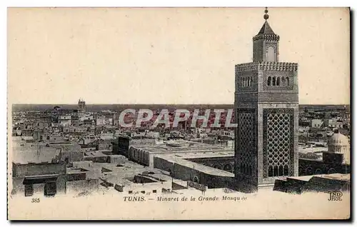 Ansichtskarte AK Tunisie Tunis Minaret de la grande mosquee