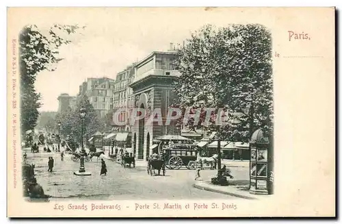 Cartes postales Paris Les grands boulevards Porte St Martin et pote St Denis