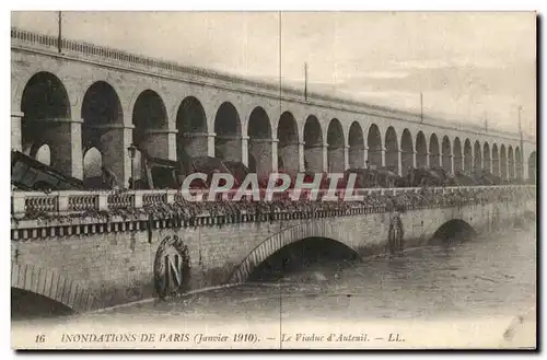 Paris - 4 - Inondations de Paris - Janvier 1910 - Viaduc Auteuil - Cartes postales
