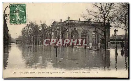 Paris - 7 - Les Inondations de Paris - Janvier 1910 - La Gare des Invalides - Cartes postales