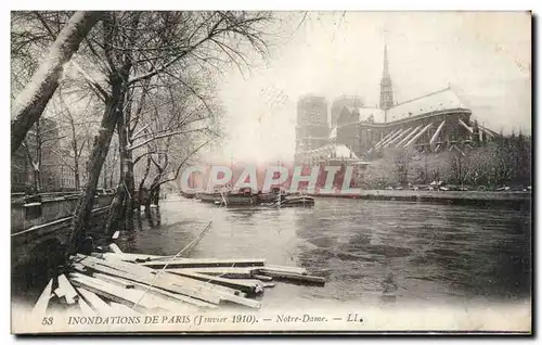 Paris - 4 - Inondations de Paris - Janvier 1910 - Notre Dame - Cartes postales