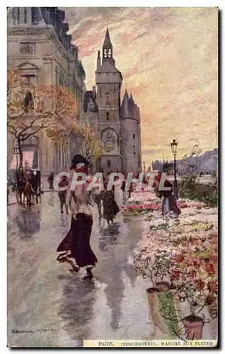 Paris - 1 - Conciergerie - Marche aux Fleurs - Ansichtskarte AK