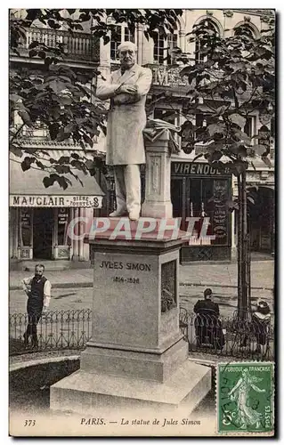 Paris - La Statue de Jules Simon - Cafe - Mauclair - Biere - Toutel - Ansichtskarte AK