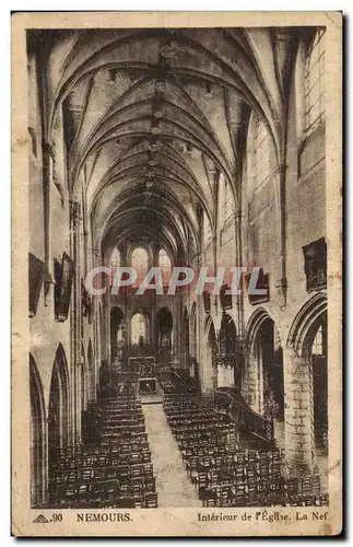 Cartes postales Nemours Interieur de l eglise La nef