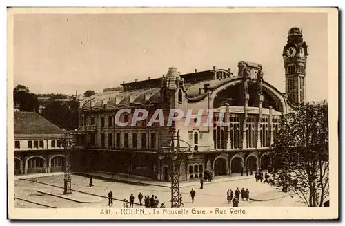 Ansichtskarte AK Rouen La nouvelle gare Rue verte Arts deco