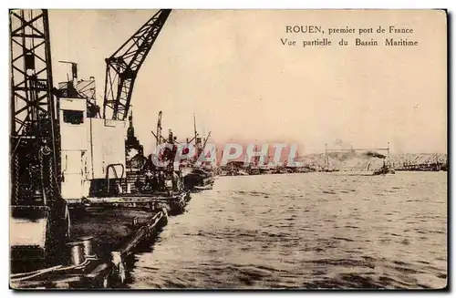 Cartes postales Rouen Premier port de France Vue partielle du bassin maritime