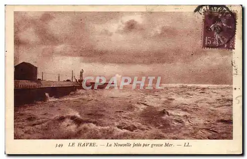 Cartes postales Le Havre La nouvelle jetee par grosse mer