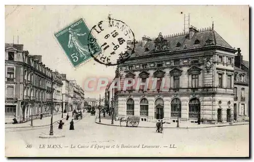 Cartes postales Le Mans La caisse d Epargne et le boulevard Levasseur