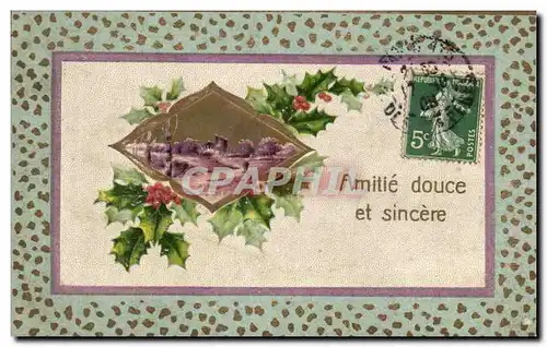 Fetes - Voeux - Amitie douce et sincere - houx - holly - Ansichtskarte AK