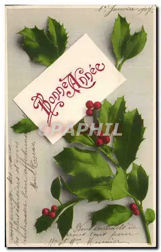 Fetes - Voeux - Bonne Annee - houx - holly - Cartes postales