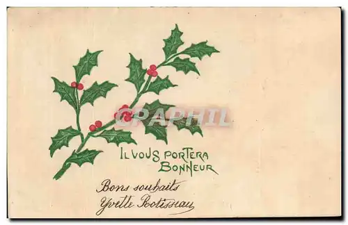 Fetes - Voeux - Bonne Annee - houx - holly - Ansichtskarte AK