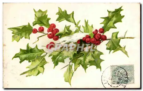 Fetes - Voeux - houx - holly - Ansichtskarte AK