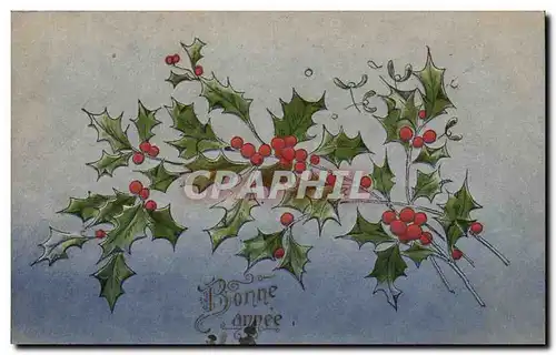 Fetes - Voeux - Bonne Annee - houx - holly - Cartes postales