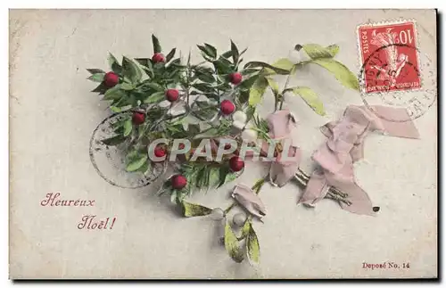 Fetes - Voeux - Heureux Noel - houx - holly - Cartes postales