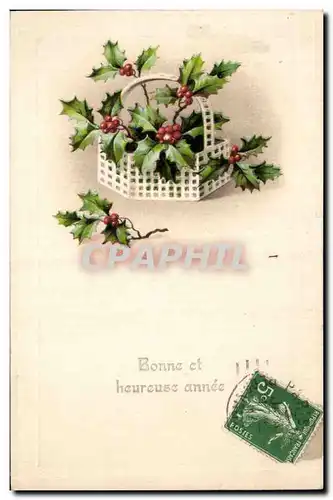 Fetes - Voeux - Bonne Annee - houx - holly - Ansichtskarte AK