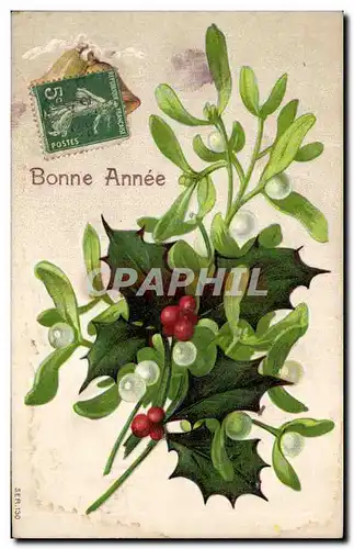 Fetes - Voeux - Bonne Annee - houx - holly - Ansichtskarte AK