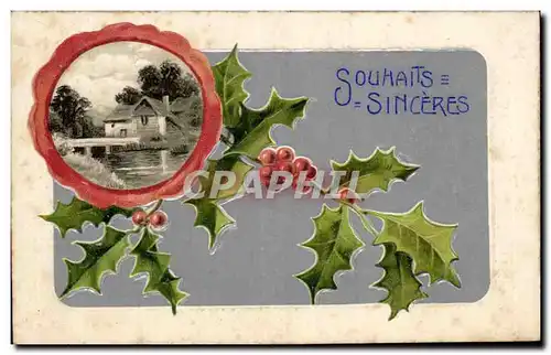 Fetes - Voeux - Souhaits Sinceres - houx - holly - Cartes postales