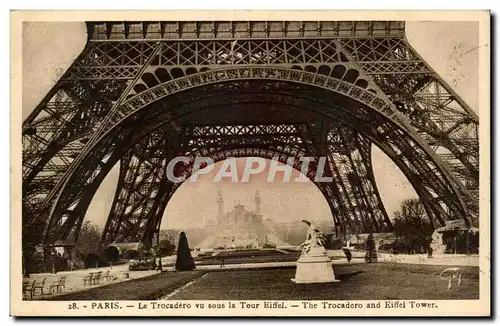 Paris - 7 - Tour Eiffel - Eiffel Tower - Le Trocadero vu sous la Tour - Ansichtskarte AK